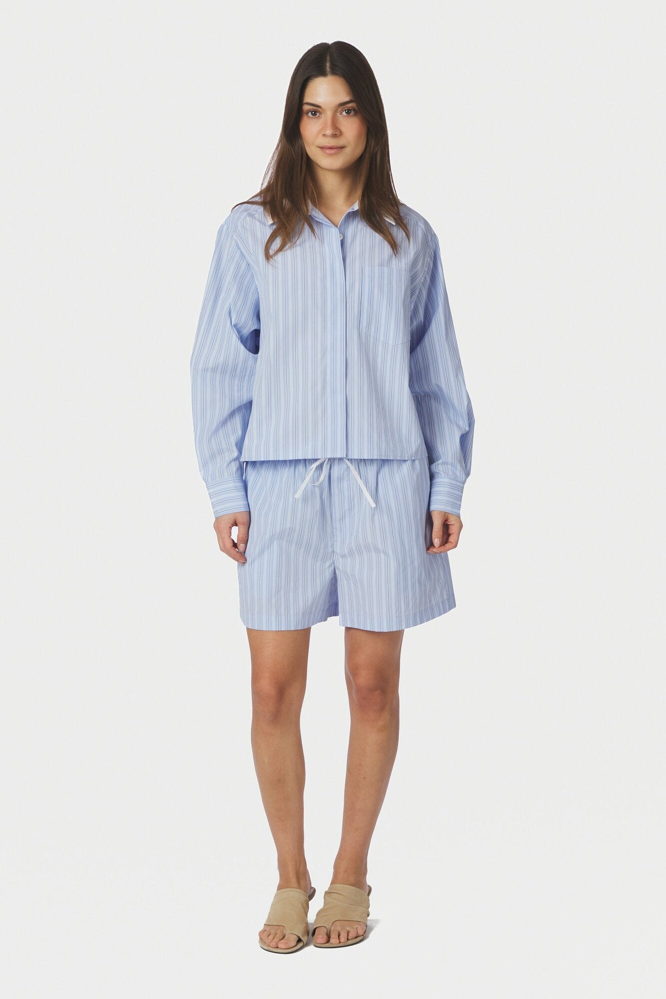 Delfia Stripe skjorte - lyseblå